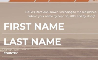 NASA đang mời mọi người ghi danh để đưa tên mình lên sao Hoả
